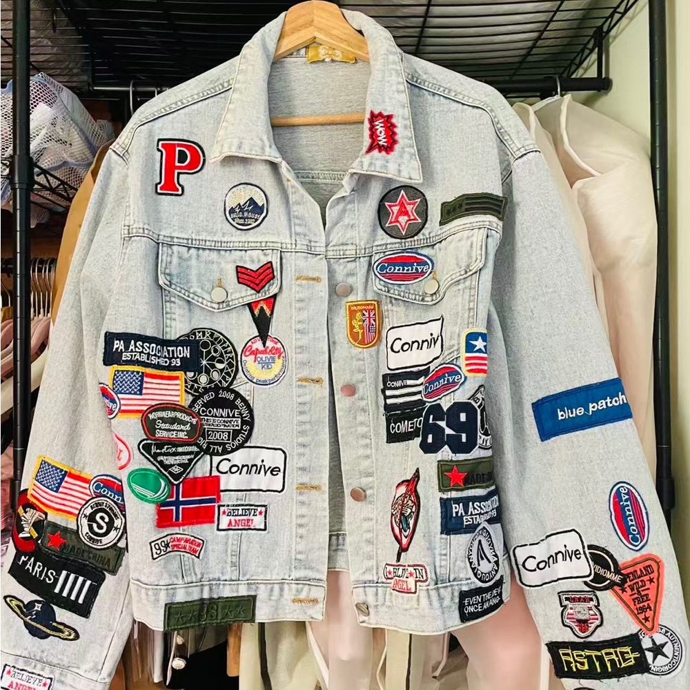 New “Street Style Denim Jacket | Patchwork Badge … - image 3